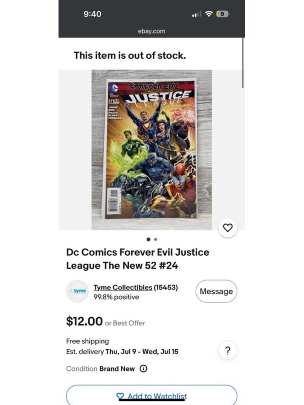 DC Comics Forever Evil Justice League The New 52 #24 Comic Book